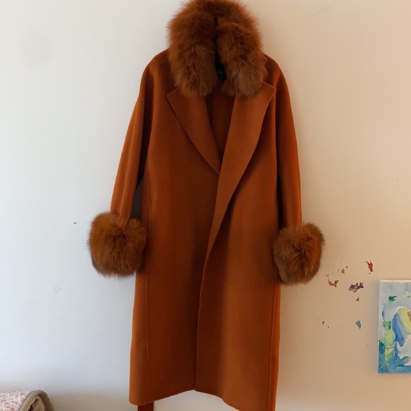 Pissenlit Wool+Cashmere, fox fur coat. S - Picture 5 of 15